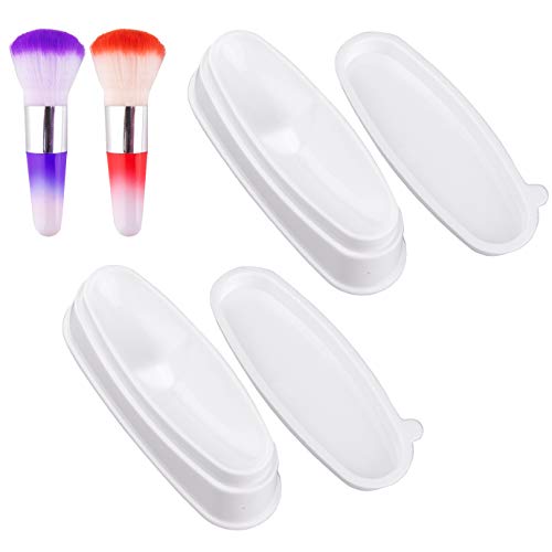 WXJ13 2 Set Nail Dipping Powder French Dip Nail Container and Nail Cleaning Brush