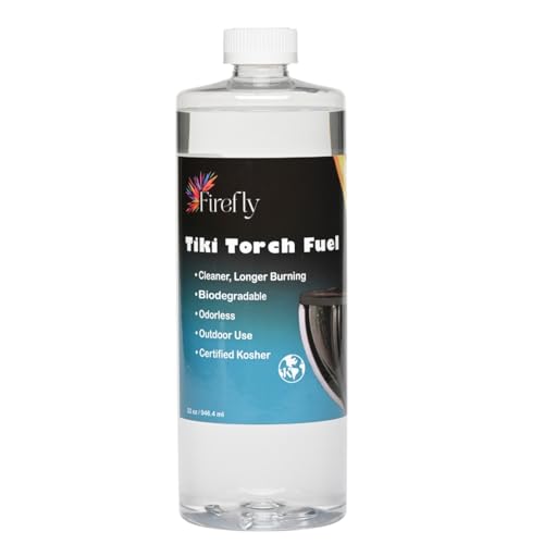 Image of Firefly Fuel Tiki Torch Fuel, 32oz Outdoor Lamp Oil, Pure Odorless Formula, Clean Burning, Low Smoke, Long-Lasting Fuel for Tiki Torches and Lanterns