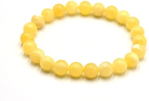 Bracelet de jade jaune naturel avec perles de 8 mm en pierres de cristal