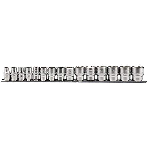 Draper D15 M/Sr 3/20,3 Cm Centimetri. Dr. Metric Socket Set On Metal Rail (15 Pezzi), Blu