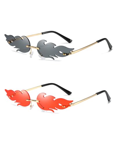 TPZORJX boocooberg Lot de 2 paires de lunettes de soleil Doflamingo, rave, accessoires de festival, lunettes de fête, lunettes de soleil rapides,drôles pour enfants,femmes et hommes,lunettes de rave