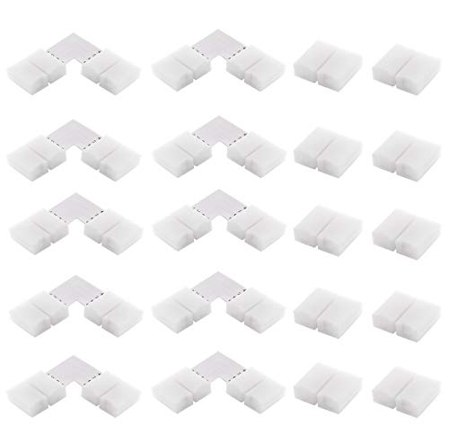 Led Corner Connector 20 Pack Light Strip Connector 10pcs L Shape +10pcs 4 Pins for 5050/3528 SMD RGB 4 Conductor