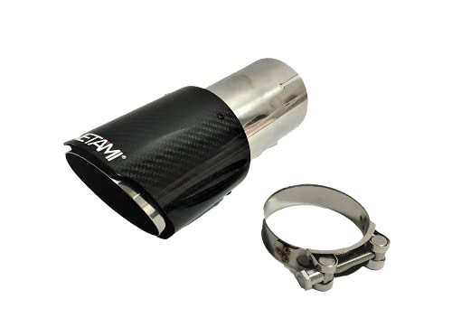 3" Inlet NETAMI Glossy Real Carbon Fiber Stainless steel Exhaust Muffler Tip 3" Inlet/4" Outlet) Chrome Polished