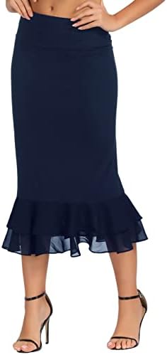 GRACE KARIN Women’s Knee Length Underskirt Ruffled Chiffon Dress Skirt Half Slip Extender S-XXL