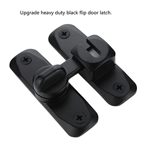 FIREFLYWEB Flip Door Latch Black 180 Degree Heavy Duty Bar Gate Latches Safety Door Lock, Bold Thickened Anti-Rust Update Design (90-180Filp Door Latch)