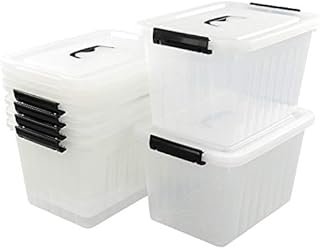 Joyeen 12 L Plastic Boxes with Lids and Handles, Set of 6 Storage Containers