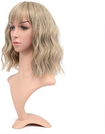 VCKOVCKO Natural Wavy Wig With Air Bangs Short Bob Wigs Women's Shoulder Length Wigs Curly Wavy Synthetic Cosplay Wig…