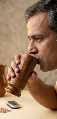 Image of Vijaysaar Wood Herbal Glass for Diabetes, Ayurvedic Tumbler, 90 ml Capacity, Natural Finish | Sugar Control Vijaysar Wood Glass for Diabetic Patients