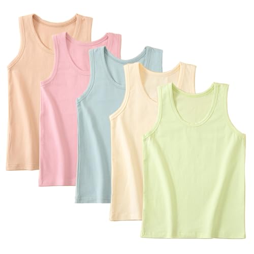 Bhyzdi 5 Pack Girls Cami Vests Soft Sleeveless Kids Undershirts Tank Tops for Toddler Racerback Ballet Gymnastics Dancewear