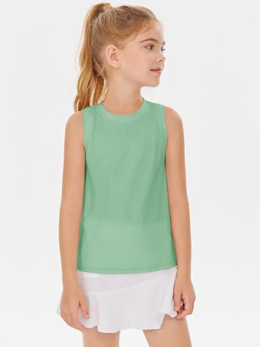 Image of Haloumoning Girls Tank Tops Kids Sleeveless Athletic Lightweight Cute Summer Top Dancewear 5-14 Years