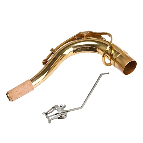 Yibuy 2 Pcs Saxophone Elbow Bend Neck 27.5mm & Sheet Music Clip 4mm for Tenor Silver and Gold