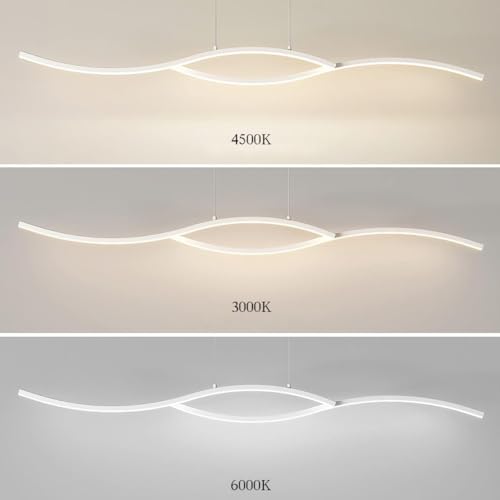 Lustres LED Wave blanc moderne plafonnier réglable avec télécommande pour cuisine - 5