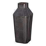 Quadrant 22.5 in. H Square Ceramic Vase in Gunmetal with High-fire treatment
