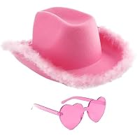 Kit Cowgirl Rose Complet - Chapeau Cowboy Fille, Lunettes Cœur, Bandana & Boucles D'Oreilles, Déguisement Western Fête Cosplay