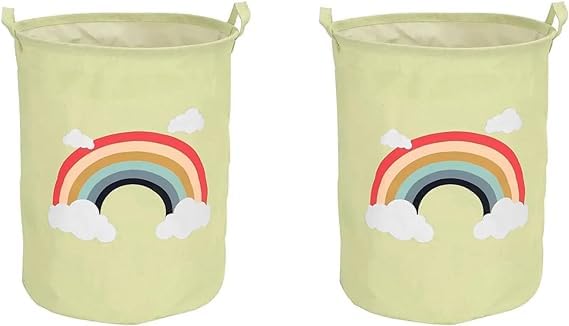 DC VOLTAGE 71 L (16.93") Laundry Basket Dirty Clothes Bin Baby Hamper for Nursery Girl Clothes Hamper Corner Laundry Hamper Wash Basket (2 Pack) (Rainbow Print)