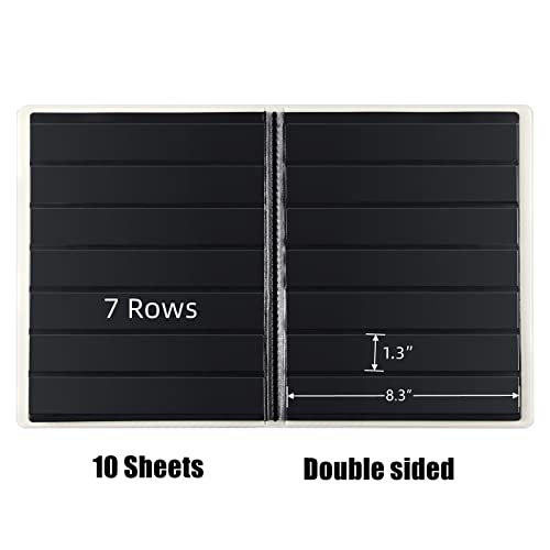 MUROAD Briefmarkensammelalbum, 7 Reihen Taschen Briefmarkenbuch für Sammler, 10 Blatt Briefmarkenheftchen, Schwarz (Schwarz-7 Reihen)