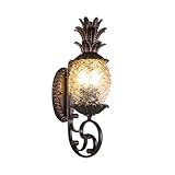 ONEBAO Waterproof Pineapple Wall Sconce Diamond Clear Glass Art Deco Pineapple Wall Sconce, Cast Aluminum Black Finish Outdoor Wall Light for Porch Front Door Patio Or Garage