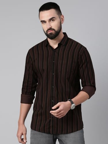 Image of Majestic Man Men's Standard Slim Fit Striped Pure Cotton Casual Shirt