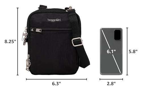Image of Baggallini Securtex Anti-theft Mini Everything Crossbody Bag, 6.3 inchx8.25 inch Rfid, Locking Zippers & Cut-resistant Strap