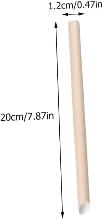 Pulp Paper Straws 100pcs Disposable Juice and Milk Tea Straws 12×200mm Kraft Paper Biodegradable for Smoothies and Store Use
