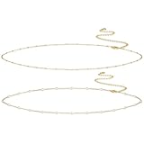 Rotnso 14K Gold Plated Body Chains Dainty Boho Layered Beach Waist Pearl Bead Chain Adjustable Bikini Belly...