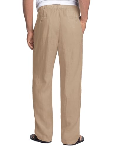 Pantalon en lin cordon de serrage et taille élastique ajustable COOFANDY S - 2