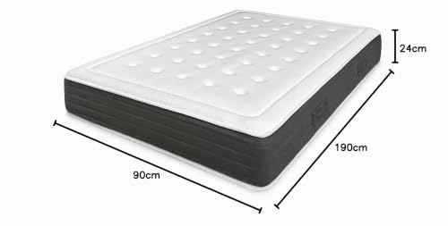 Miniatura 3 de Amuéblate Online - Colchón Viscoelástico 90x190 Cm, Flow Comfort Multicapa, Altura 24 Cm, Firmeza Media Alta, Tratamiento Antiácaros, Antibacterias E Hipoalergénico. Fabricado En España