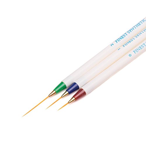 Tenworld Set of 3PCS Sable NAIL ART Brushes Pen, Detailer Liner and Striper Nail Art Pen