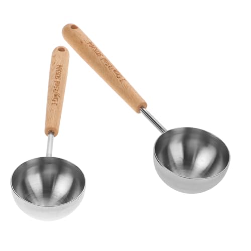 CONGARTENO 2 pezzi Cucchiaio Dosatore con Manico Legno Ergonomico Misurino per Caffè Zucchero Marcature Precise per Uso Versatile Cucina