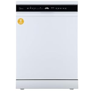 Midea Spülmaschine 60 cm MDWEF1433DW-WE, Geschirrspüler Freistehend 14 Maßgedecke, Besteckkorb, höhenverstellbarer Oberkorb, Aqua-Stopp, Startzeitvorwahl, Weiß