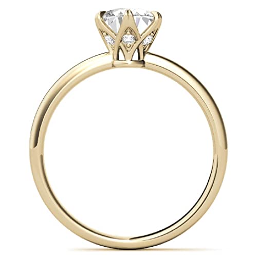 10K Solid Yellow Gold Handmade Engagement Ring, 3 Ct Oval Cut Moissanite Diamond Solitaire Bridal Wedding Ring For Women/Her, Anniversary Ring Promise Gifts (8) #TOP4