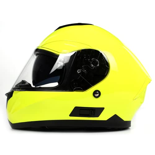 BHR Casco Integrale Moto con Doppia Visiera 814 RIDE | Casco Moto Integrale Omologato ECE con Visiera Doppia Antigraffio | Casco Moto Donna/Uomo con Sgancio Micrometrico | Giallo Fluo | L