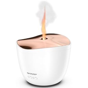 Sharp Aroma ultrasone diffuser verstuiver met kaarslicht-effect voor geuroliën en etherische oliën voor aromatherapie (wit/roségoud)