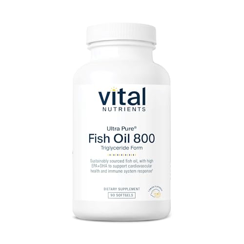 Vital Nutrients Ultra Pure® Fish Oil 800 Triglyceride Form - Heart, Brain, & Immune Health* - Sustainably Sourced High EPA & DHA Omega-3 Fatty Acid - Lemon Flavor - Gluten, Dairy, Soy Free - 90 Count