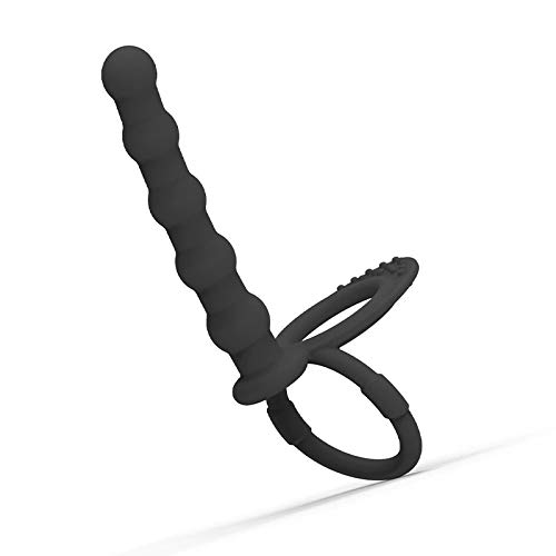 BONDAGERIE® Dildo anale Plug con anello testicoli doppia penetrazione, Silicone Medico 100% Sicuro, flessibile