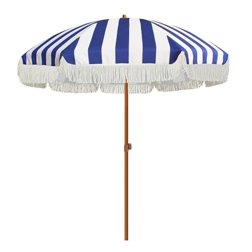 Sombrilla de jardín impermeable portátil a rayas para piscinas