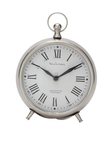 Deco 79 Stainless Steel Metal Decorative Clock Mantel Clock with Ring Top, Tabletop Clock 6