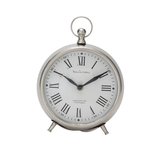 Deco 79 Stainless Steel Metal Decorative Clock Mantel Clock with Ring Top, Tabletop Clock 6" x 3" x 7", Silver