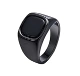 BISONBLUE Anillo Hombre Anillo Mujer Anillos Accesorios de Moda Anillos De Piedra Negra Punk Para Hombres Regalos De Dedo Anular Para Él 11 Rc-620B