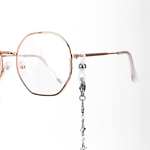 Image of Eyeglass Chain Silver Stainless Steel Handmade Necklace for Reading Glasses Sunglass Beaded Chains for Men Women