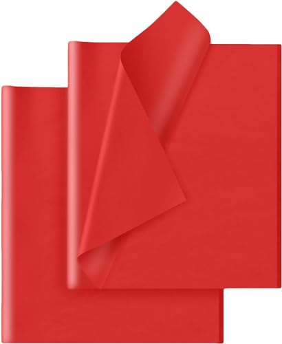 Image of Hlonon Red Tissue Paper for Gift Bags - 30 Sheets of Red Wrapping Tissue Paper Bulk Packaging Paper for Weddings Birthday DIY Project Christmas Gift Wrapping Crafts Decor (14 x 20 Inch)
