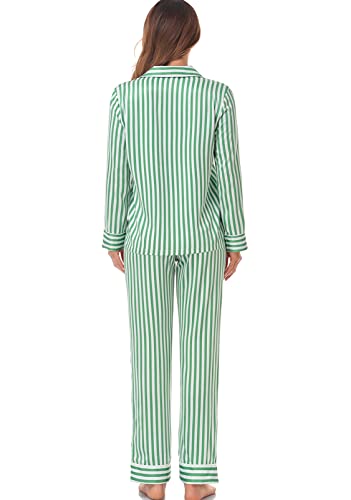 Image of Serenedelicacy Women's Satin Pajama Set Long Sleeve Button Down Sleepwear 2-Piece Silky Pj Set