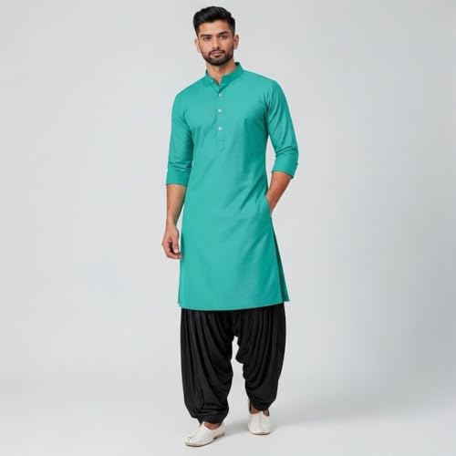 Image of Mens Pure Coton Kurta Dhoti Set | Traditional Ethnic Wear for Festive & Wedding Men's Cotton Kurta with Dhoti Set | Comfortable Ethnic Traditional Outfit Stylish Men's Cotton Kurta Dhoti Set.
