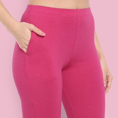 Image of ONE SKY Women Full Length Leggings | Cotton Modal Spandex Blend | High Waist Stretchable & Bio-Washed Fabric | Colour-Lock Technology | Comfortable Leggings for Women