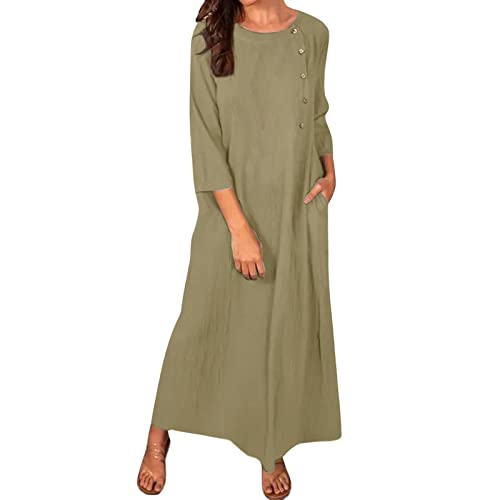 Robe décontractée à poches unie col ample coupe droite