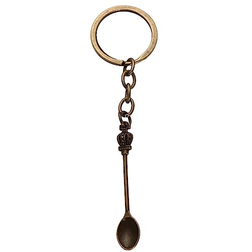 Mini llavero con forma de corona y cuchara, vintage, para hacer joyas, manualidades hechas a mano (bronce)