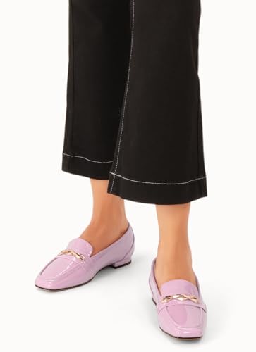 Image of Oh Mispares Womens Loafers Square Toe Low Heel Penny Loafers Fashion Comfortable Slip on Flats Casual Dressy Shoes for Women Work Office Patent Leather