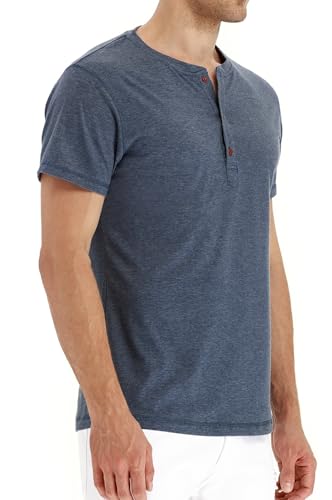 image for PEGENO Men's Fashion Casual Front Placket Short Sleeve Henley T-Shirts