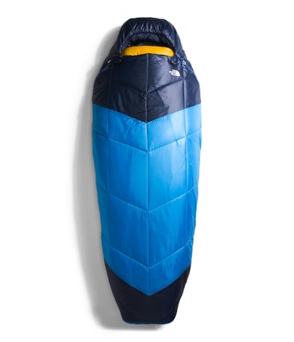 The North Face One Bag 5F / -15C 3-in-1 Insulated Sleeping Bag | Water Repellent, Heatseeker & 800 Fill Down Insulation, Includes Compression Sack, Super Sonic Blue/Arrowwood Yellow-NPF, Long