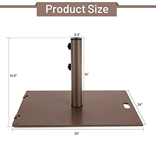 Giantex Patio Umbrella Base, 50 Lbs Steel Heavy Duty Umbrella Stand With Wheels, 24 Inch Square Umbrella Base With 2 Tightening Knobs, Suitable For Backyard, Deck, Poolside, Patio #TOP6